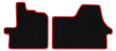 Zdjęcie produktu dla Dywaniki samochodowe welurowe CARLUX-RED do: Fiat Ducato IV (2014 - , dostawczy) czarne z czerwonym obszyciem, z mocowaniami – wariant W0980