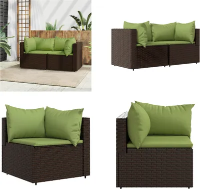 Immagine prodotto di vidaXL Divani angolari da giardino con cuscini 2 pz. Poli Rattan marrone - Divano ad angolo - Divani ad angolo - Divano - Divano da esterno