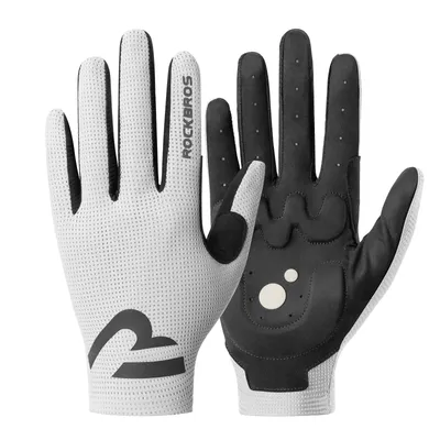 Produktbild von ROCKBROS Fahrradhandschuhe Herren Damen, 5-Finger-Touchscreen mit SBR-Polsterung, rutschfestes Mesh für MTB, E-Bike und Rennrad Weiß XL