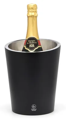 Champagnerkühler doppelwandig matt schwarz Edelstahl 1 Flasche