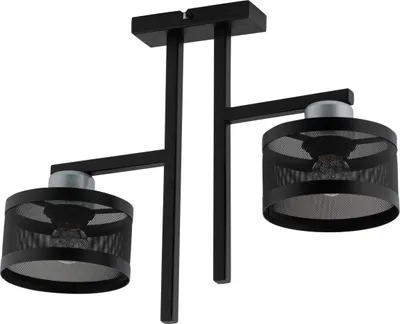 Zdjęcie produktu dla Lampa sufitowa nowoczesna dekoracyjna z abażurem czarno-srebrna podwójna Off 2xE27 15W Sigma Lighting