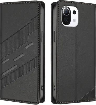 Immagine prodotto di Custodia per Xiaomi Mi 11 Lite/Mi Xiaomi 11 Lite 5G No, custodia a portafoglio in Finto cuoio con slot per schede e funzione stand Schwarz