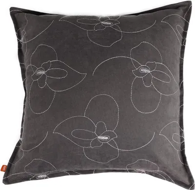 Produktbild von Kissenhülle Dekokissen Kissenbezug Velours- Optik 50/50 cm Taupe Bestickt