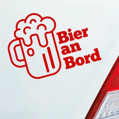 Produktbild von Auto Aufkleber Bier an Bord Beer Saufen Party feiern 13x10 cm Rot Sticker Heckscheibenaufkleber