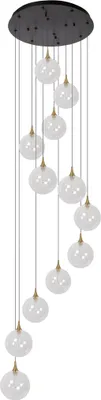Produktbild von LED Hängeleuchte Metall Glas H: max. 326 cm Schwarz Kugelschirm 2700 K warmweiß 317 lm Modern