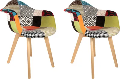 Image de Lot de 2 Fauteuils - HOME DECO FACTORY - Patchwork - Scandinave - Multicolore