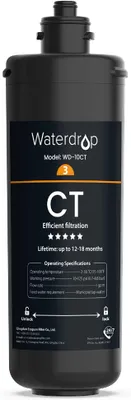 A product shot of a black Waterdrop water filter.