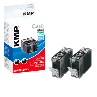 Produktbild von KMP C66D, Schwarz, Tinte auf Pigmentbasis, 2 Stück(e), Multipack