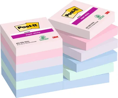 Produktbild von Post-it Super Sticky Notes Soulful Collection, 12 Blöcke, 90 Blatt pro Block, 47