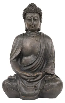 Buddha-Figur 38 cm meditierend Polyresin Bronze