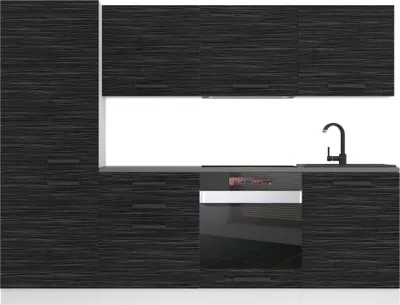 Immagine prodotto di Cucina Belini blocco cucina Sandy - mobili cucina 240 cm cucina componibile completamente attrezzata senza elettrodomestici con pensili e basi, con piani di lavoro, ebano reale