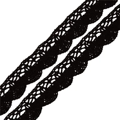 Klöppelspitze Baumwolle ab 1m x 19mm Spitzenband für Hochzeit Deko Nähen Oeko-Tex DIY Farbwahl schwarz