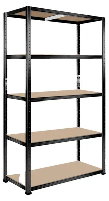 Obrázek produktu pro Kovový regál, 5 úrovní, nastavitelné police, výška 1,5 m, barva černá, rozměry 70 x 30 cm