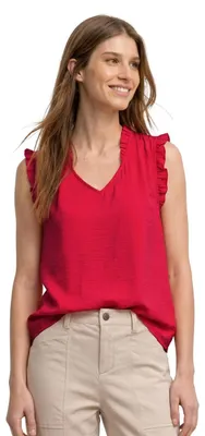 Productafbeelding van Street One blousetop met V-hals en ruches, kleur: salsa rood, maat: 38