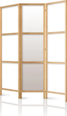 Produktbild von Paravent 135x171 cm - 3-teilig - Deutsches Qualitäts Vlies - Leinwand - eleganter Sichtschutz - Raumteiler - Trennwand - Raumtrenner - Holz - Weiß - Deko - Japan p-A-0009-z-b