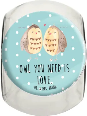 Produktbild von Mr. & Mrs. Panda Teedose Eulen Liebe XL 2000ml - Türkis Pastell - Geschenk, Eule, Vorratsdose, Owl, Bonbonglas, Freundin, gewürzglas, Wortspiel, Bonboniere, Dekoglas