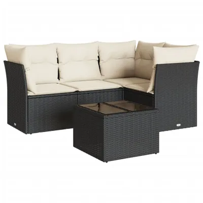 Immagine prodotto di vidaXL Set di divani da giardino 5 pezzi con cuscini in polirattan nero