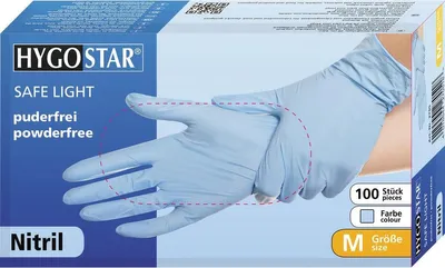 Image de Hygostar 2706 100 gants nitrile Safe Light bleu taille 7/S non poudré