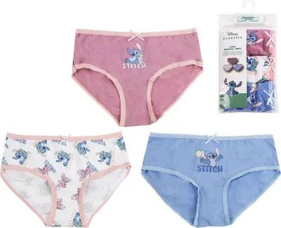 Image de Ensemble de sous-vêtements pour filles, 3 pièces, Stitch multicolore, 6-8 ans, Disney
