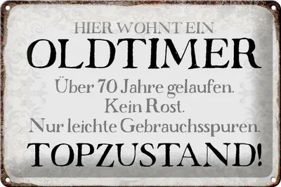 Produktbild von Blechschild Spruch 30x20cm hier wohnt Oldtimer über 70