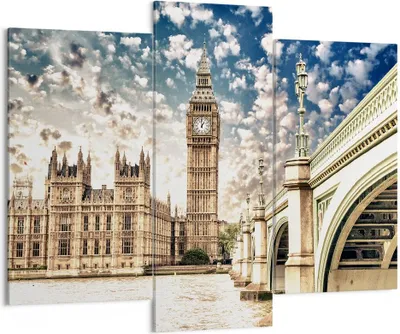 Produktbild von Bild auf Leinwand - Leinwandbild - London architektur big ben - 130x100cm - Wand Bild - Wanddeko - Leinwanddruck - Bilder - Kunstdruck - Wanddekoration - Leinwand bilder - Wandkunst - CB130x100-2415