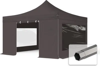 Produktbild von TOOLPORT 4x4m Stahl Faltpavillon, inkl. 4 Seitenteile, dunkelgrau