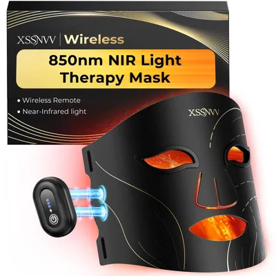 Produktbild von LED-Lichttherapie-Gesichtsmaske - 4-in-1-Photonenmaske - Hautstraffung - Hauterneuerung - Kabellose Anwendung - USB-Ladung - Schwarz