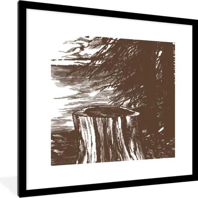 Produktbild von MuchoWow® MuchoWow® Gerahmtes Poster Baum - Meer - Illustration 40x40 cm - Poster mit zchwarzem Bilderrahmen - Poster - Plakat im Rahmen
