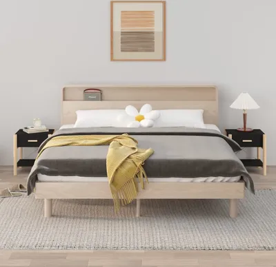 Obrázek produktu pro vidaXL Noční stolky 2 ks černé 42x38x45 cm Dřevěný materiál