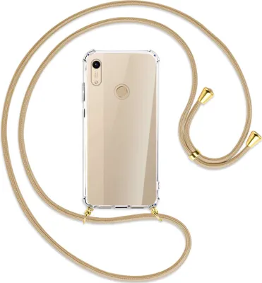 Produktbild von Handykette Backcover-Schutzhülle mit Band (Metall goldfarben) für Honor 8A / Huawei Y6s 2019 - caramel