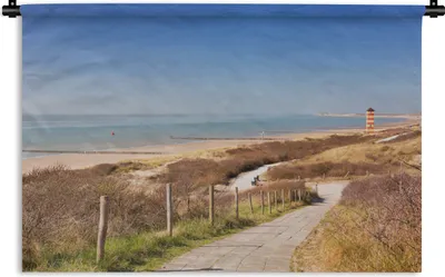 Produktbild von MuchoWow® Wandteppich Wandbehang Strand - Meer - Leuchtturm - Niederlande 120x80 cm Tapisserie Dekoration Wandtuch - Wanddekorationen - Wandtücher