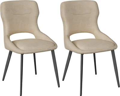 Produktbild von WOLTU Esszimmerstühle 2er Set, Küchenstühle, Wohnzimmerstühle mit Ausschnitt Rückenlehne Streifen, Khaki
