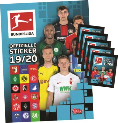 Produktbild von Topps Bundesliga Sticker 2019 / 2020 - 1 Album + 5 Tüten ( 25 Sammelsticker )