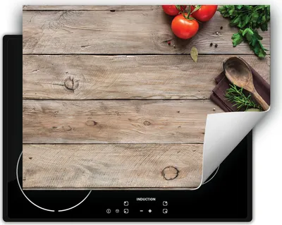 Produktbild von DarHaus Herdabdeckplatte 70x52 cm Anti Rutsch Matte Aufrollbar, Tomaten - Holz