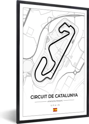 Produktbild von MuchoWow® Gerahmtes Poster F1 - Rennstrecke - Circuit de Barcelona-Catalunya - Rennstrecke - Spanien - Weiß 40x60 cm - Poster mit Schwarzem Bilderrahmen Wandposter Rahmen Foto Bilder - Papierdruck - Wandbilder