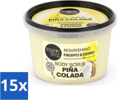 Productafbeelding van Organic Shop - Lichaamspeeling Ananas & Kokosnoot - Verfrissend en verzorgend - 250 ml - Voordeelverpakking - 15 stuks