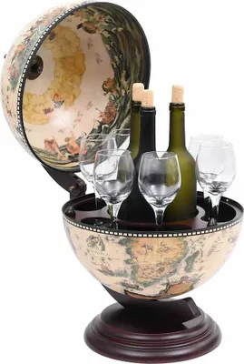 Obrázok produktu pre vidaXL Globe Minibar na fľaše Eukalyptus Wood White