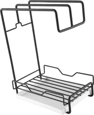 Imagen del producto de Estante metálico para toallas de cocina, con bandeja de desagüe removible y diseño que ahorra espacio, organizador para el fregadero de la cocina con soporte para secar toallas