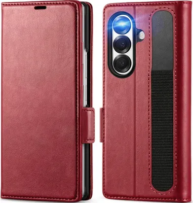 Obrázok produktu pre Puzdro na mobilný telefón pre Samsung Galaxy Z Fold 7 kryt flipové puzdro držiak stylusu pero puzdro ochranný kryt, červené