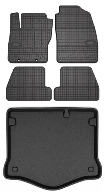 Productafbeelding van Rubberen automatten + kofferbakmat voor Ford Focus MK2 2005-2011 (hatchback) – 5-delig, zwart, op maat – Wielganizator SolidPRO