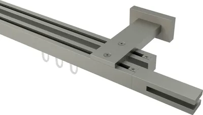 Produktbild von Interdeco Innenlaufstange / Gardinenstange mit Innenlauf Satin-Silber, Typ Quadline Diapo (Doppelstab), 20 x 20 mm 2-läufig, 140 cm