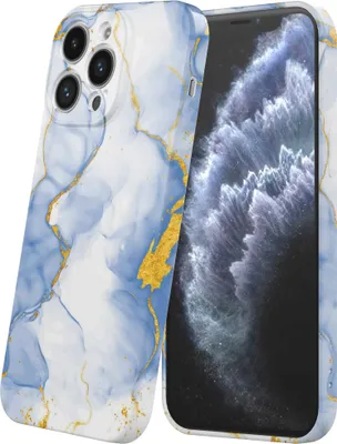Produktbild von Smartphonica Handyhülle geeignet für iPhone 11 Pro mit Hellblau Gold Marmor Print - Flexible Softcase TPU - Backcover Case Hellblau Gold Marmor Design