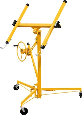 Produktbild von XPOtool Plattenheber bis max. 68 kg, Höhe 188-487 cm, Montagehilfe für Trockenbau, Paneelheber schwenkbar, neigbar mit 3 Rädern mit Feststellbremse, gelb