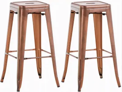 Immagine prodotto di In And OutdoorMatch Sgabello da bar rustico Uriel - rame - design industriale - set di 2 - poggiapiedi - per cucina e bar - sedute in metallo