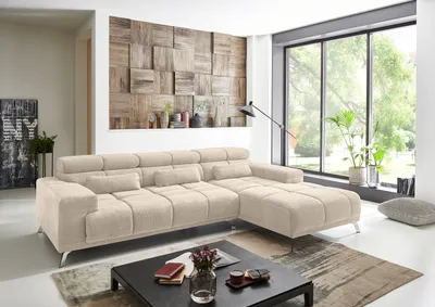 Produktbild von Wohnlandschaft >Starlett< elektr. Sitztiefenverstellung, cord beige - 285x99x201cm (BxHxT)