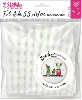 Zdjęcie produktu dla Tkanina Aida 5,5 kropki/cm biała 50 x 60 cm