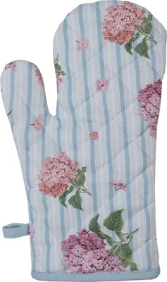 Produktbild von Clayre & Eef Ofenhandschuh 18x30 cm Blau Rosa Baumwolle Hortensie