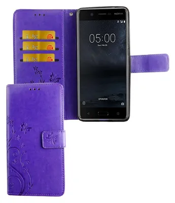 Produktbild von Handyhülle für Nokia 5.1 / Nokia 5 2018 Tasche Wallet Schutz Cover Etuis Violett