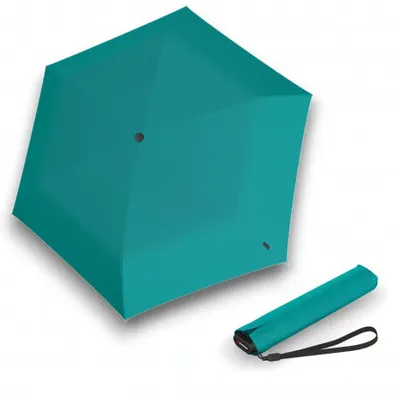 Obrázek produktu pro Knirps KNIRPS US.050 TURQUOISE WITH BLACK - lehký dámský skládací plochý deštník
