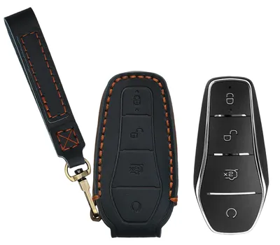 Produktbild von kwmobile Echtleder Schlüsselhülle für BYD Atto 3 / Sealion / Han / Tang / Dolphin/Seal Hülle - Premium Autoschlüssel Hülle - Schlüssel Cover für Smart